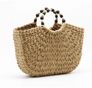 eCa Wicker bag with beads XXL brown - Handbag