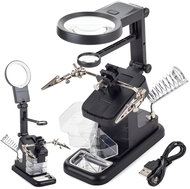 Verk 09121 Magnifying glass holder with third hand with LED light black - Magnifying Glass