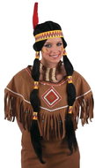 FUNNY FASHION Long Indian wig - with headband and feather - Wig