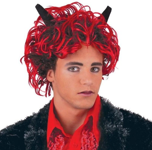 FUNNY FASHION Wig and horns devil - Wig - Main image