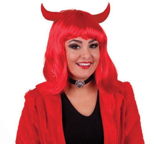 FUNNY FASHION Devil wig with horns - Wig - Main image