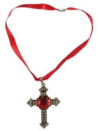 Funny Fashion Necklace cross with stone - 12 cm - Costume Accessory