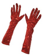 Funny Fashion Long gloves with sequins, 45 cm - red - Costume Accessory