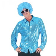 Funny Fashion Men's Costume Disco Shirt with Sequins Blue 48-50 M - Costume