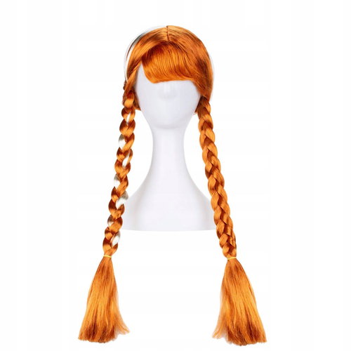 FunCo Anna Frozen golden brown wig with braids 60 cm - Wig - Main image