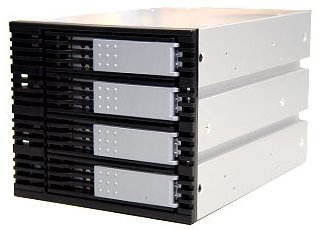 Výměnný rámeček IcyBox IB-3T4 SATA-B černý (black), hliníkový s větr. + HotSwap šuplík pro 4x SATA H - Hard Drive Enclosure - Main image