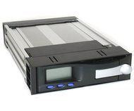 Výměnný rámeček IcyDock MB-122AKGF černý (black), hliníkový s větr. + šuplík pro IDE HDD, LCD, alarm - -