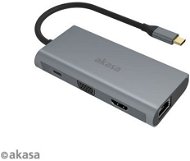 AKASA USB Typ C 9 in 1 Dock (PD Typ C, HDMI, VGA, 3 x USB3.0 Typ A, RJ45, SD- und MicroSD Karteleser - Dockingstation