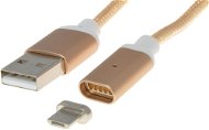 PremiumCord, USB 2.0, mágneses micro AB, 1 m arany - Adatkábel