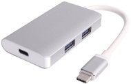 PremiumCord USB 3.1  2× USB3.0 + PD charge s hliníkovým strieborným puzdrom - USB hub