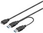 Adatkábel PremiumCord USB 3.0 - 0,2m, Y kábel - Datový kabel