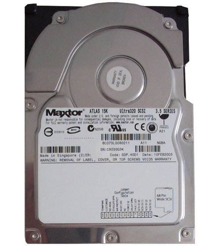 MAXTOR ATLAS 15K 18.4GB SCSI 320 68-pin, 3.2ms, 15.000rpm, 8MB - - - Main image