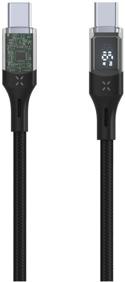 FIXED Cable USB-C/USB-C kábel kijelzővel és PD támogatással, 2 m, USB 2.0, 100 W, fekete