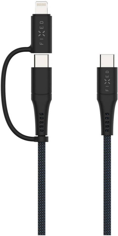 FIXED Cable USB-C to USB-C + Lightning - PD, 1,2m, MFi, PD, 60W, szürke