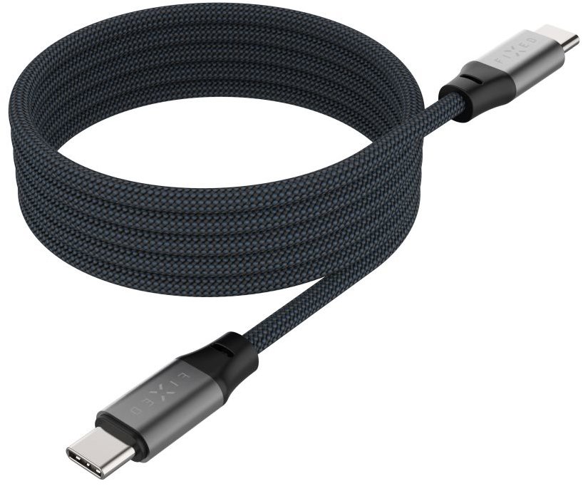 FIXED Mágneses kábel, USB-C/USB-C, PD támogatás, 2 m, USB 2.0, 240 W, szürke