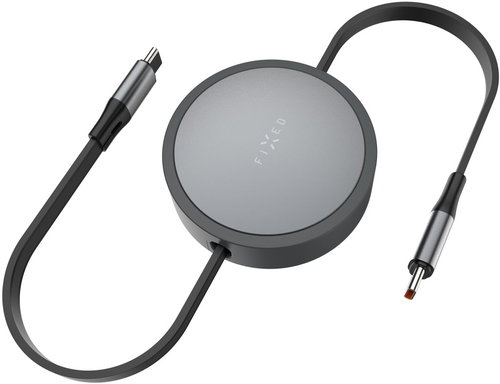 FIXED Retractable Cable mit USB-C/USB-C-Anschlüssen, 1 m, PD 100 W, 480 Mbps, grau - Datenkabel - Hauptbild