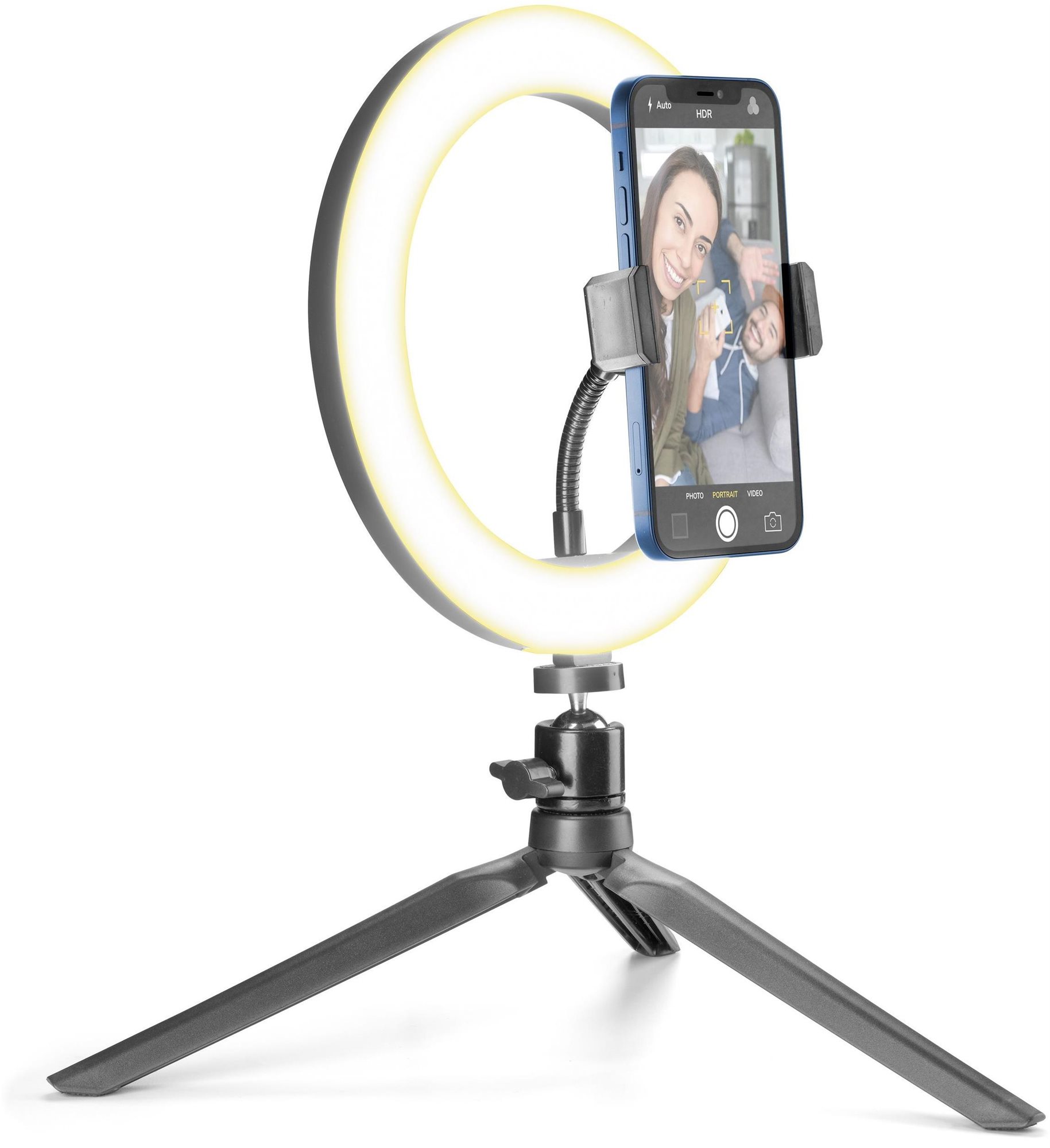 Cellularline Selfie Ring, LED fénnyel, fekete