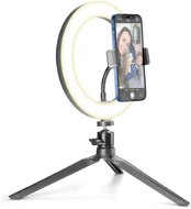 Selfie tyč Cellularline Selfie Ring s LED osvetlením pre selfie fotky a videá čierna - Selfie tyč