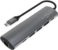 FIXED HUB Pro 6in1 USB-C 3.2 Gen2 4k60Hz für Laptops und Tablets grau - Port-Replikator