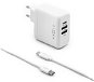 FIXED Travel with USB-C and 2x USB Output and USB-C/USB-C Cable PD Support 45W White - AC Adapter