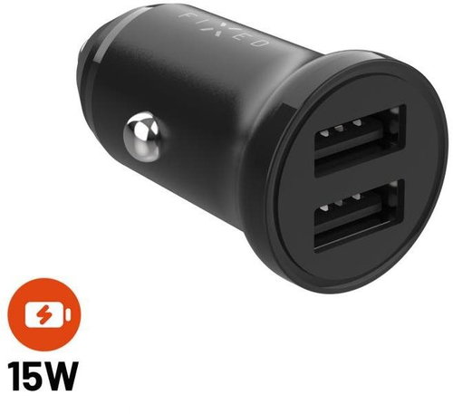 FIXED 2 × USB, 15W, Smart Rapid Charge, fekete - Autós töltő - Fő fotó