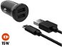 FIXED mit 2xUSB Ausgang und USB/USB-C Kabel 1 Meter 15W Smart Rapid Charge schwarz - Auto-Ladegerät