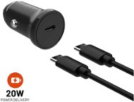 FIXED Car s USB-C výstupem a USB-C/USB-C kabelem podpora PD 1 metr 20W černá - Nabíječka do auta