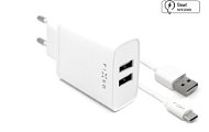 FIXED Smart Rapid Charge 15W with 2xUSB Output and USB/USB-C Cable 1m White - AC Adapter