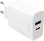 FIXED Travel s USB-C a USB výstupom podpora PD 30 W biela - Nabíjačka do siete