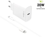 FIXED Travel USB-C + 1m USB-C to Lightning kábel - PD, 20W, fehér - Töltő adapter
