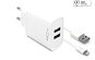 FIXED Smart Rapid Charge 2 x USB + 1m USB to Lightning MFI kábel - 15W, fehér - Töltő adapter