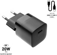 FIXED PD Rapid Charge Mini with USB-C output and USB-C/USB-C cable support PD 1m 20W black - AC Adapter