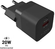 FIXED PD Rapid Charge Mini USB-C + USB - PD, QC 3.0, 20W, fekete - Töltő adapter