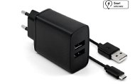 FIXED Smart Rapid Charge 2 x USB + 1m USB to micro USB kábel - 15W, fekete - Töltő adapter