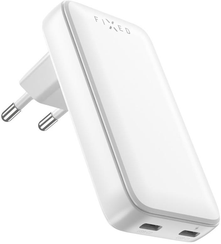 FIXED Slim GaN 2x USB-C kimenettel és PD 45W támogatással, fehér színben