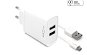 FIXED Smart Rapid Charge 2 x USB + 1m USB to micro USB kábel - 15W, fehér - Töltő adapter