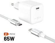 FIXED Mini GaN s USB-C výstupem a USB-C/USB-C kabelem 2m podpora PD 65W bílá - Wall Charger