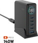 Wall Charger FIXED GaN Station 140W s displejem 4x USB-C/USB PD 3.2 černá - Nabíječka do sítě