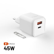 FIXED Mini GaN with USB-C/USB output and PD 45W support white - Wall Charger