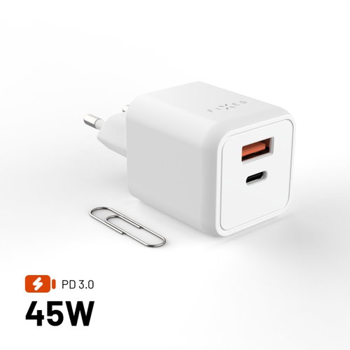 FIXED Mini GaN with USB-C/USB output and PD 45W support white - Wall Charger - Main image