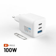 FIXED Mini GaN with 2x USB-C and USB output, supports PD 100W, white - Wall Charger