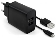 FIXED Smart Rapid Charge 15W s 2xUSB výstupem a USB/Lightning kabelem 1m černá - Nabíječka do sítě