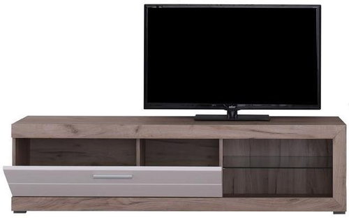 TV asztal Remo 162 szürke tölgy díszítéssel, fehér - TV asztal - Fő fotó