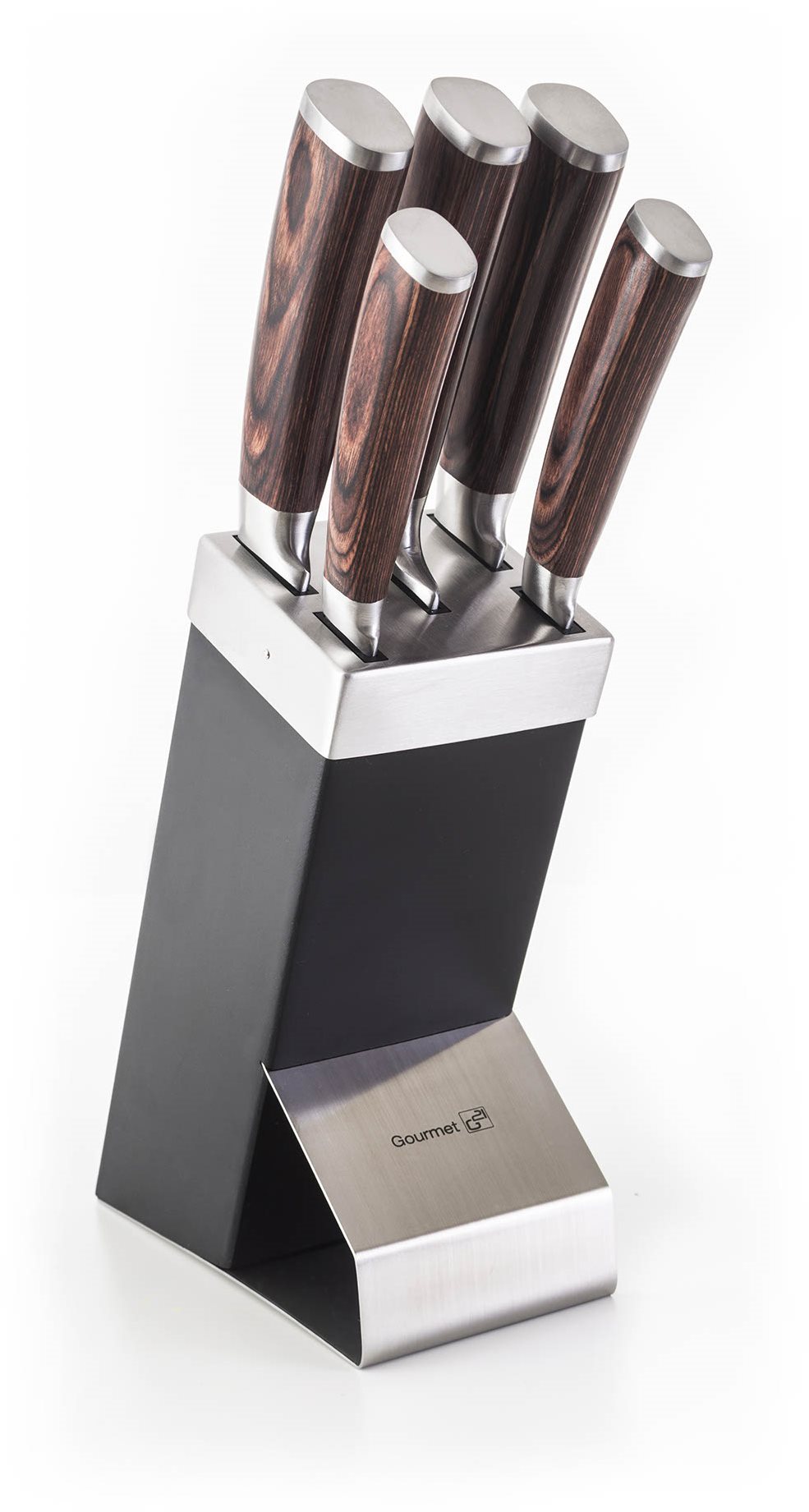 G21 Gourmet Dynamic 5 részes késkészlet + fekete-rozsdamentes acél állvány