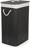 G21 Koš 40  ×  30  ×  60 cm 72 l černý s hnědým látkovým košem, bambus - Koš na prádlo