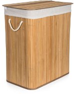 G21 Korb 52 × 32 × 63 cm 105 l mit weißem Stoffkorb, Bambus - Wäschekorb