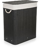 G21 Korb 52 × 32 × 63 cm 105 l schwarz mit weißem Stoffkorb, Bambus - Wäschekorb