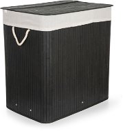 G21 Korb 60 × 40 × 63 cm 150 l schwarz mit weißem Stoffkorb, Bambus - Wäschekorb