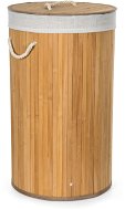 G21 Korb 35 × 60 cm rund mit weißem Stoffkorb 55 l, Bambus - Wäschekorb