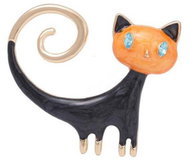 Gaira Brooch Cat 340059 black-orange - Brooch